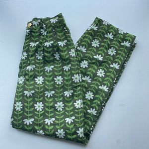 Big Bud Press Trousers Green Daisy Chain Print Size XS